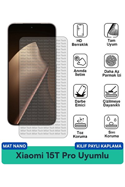 Milat Tech غطاء حماية نانو متوافق مع شاشة هاتف شاومي 15T Pro يقلل من الانعكاس