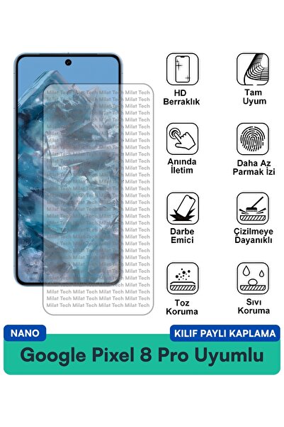 Milat Tech غطاء حماية نانو لهاتف جوجل بيكسل 8 برو متوافق مع طبقة حماية الشاشة...