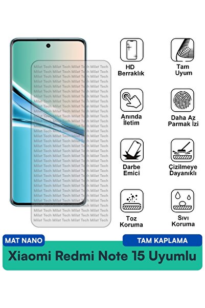 Milat Tech واقي شاشة نانو غير لامع لهاتف شاومي ريدمي نوت 15، واقي مقاوم للخدش...