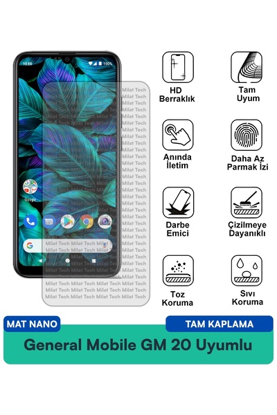 Milat Tech فيلم حماية الشاشة جنرال موبايل GM 20 مات نانو مقاوم للخدوش والصدمات