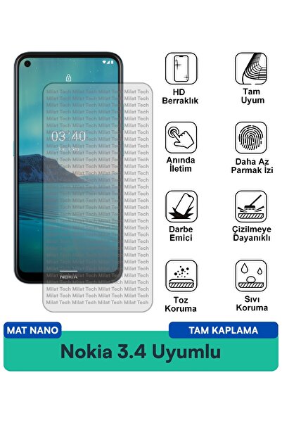 Milat Tech طبقة حماية شاشة نوكيا 3.4 مات نانو مضادة للخدش ومضادة لبصمات الأصا...