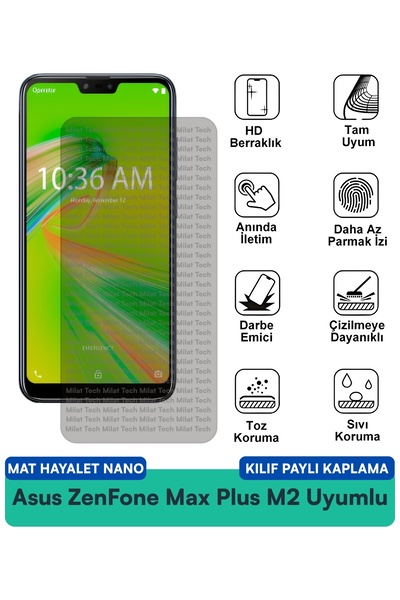 Milat Tech حافظة Asus ZenFone Max Plus M2 Matte Ghost Nano متوافقة مع طبقة حم...