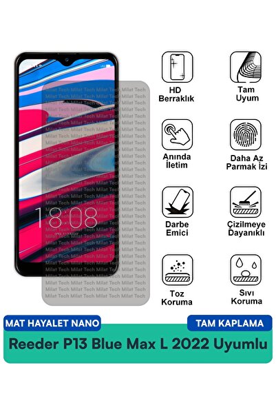 Milat Tech فيلم حماية الشاشة Reeder P13 Blue Max L 2022 Mat Hayalet Nano مقاو...