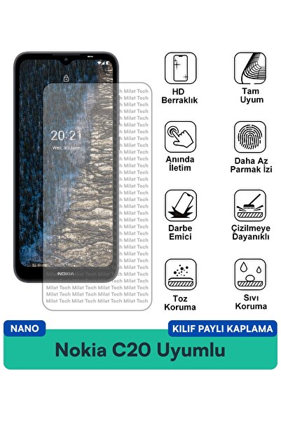 Milat Tech Nokia C20 Nano Case Compatible Screen Protection Film Resistant to...