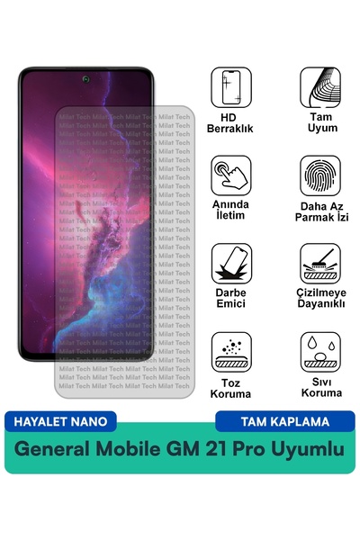 Milat Tech فيلم حماية الشاشة من جنرال موبايل GM 21 Pro Ghost Nano مقاوم للبقع...