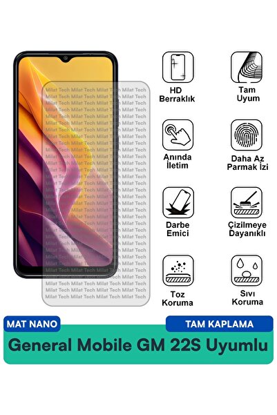 Milat Tech فيلم حماية الشاشة جنرال موبايل GM 22S مات نانو مقاوم للخدوش والصدمات