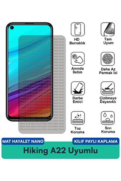 Milat Tech غطاء حماية للشاشة متوافق مع غطاء Hiking A22 Mat Hayalet Nano مقاوم...