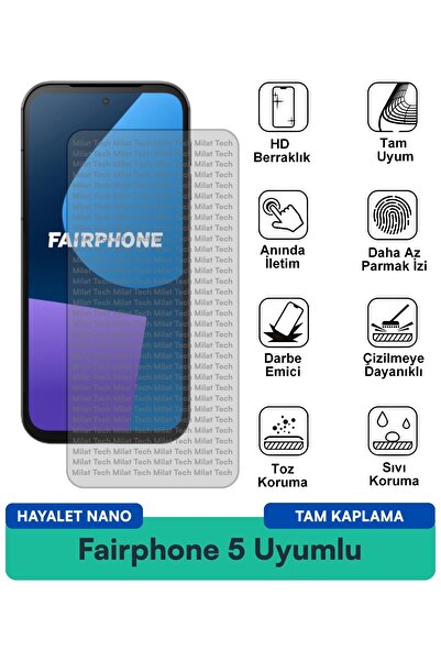 Milat Tech فيلم حماية الشاشة Fairphone 5 Hayalet Nano مقاوم للخدوش والصدمات