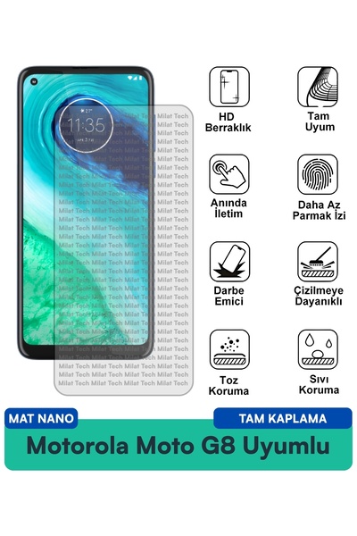 Milat Tech فيلم حماية شاشة Motorola Moto G8 Matte Nano رؤية واضحة لتقليل إجها...