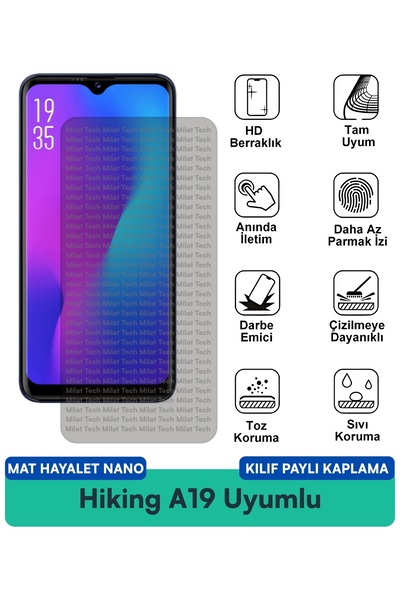 Milat Tech حافظة Hiking A19 Mat Ghost Nano متوافقة مع طبقة حماية الشاشة مقاوم...