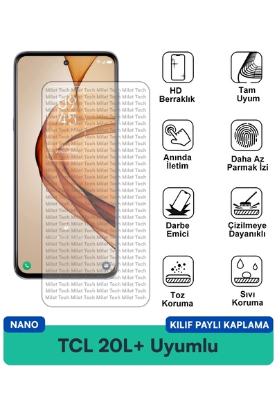 Milat Tech غطاء حماية TCL 20L+ Nano متوافق مع طبقة حماية الشاشة، حساسية اللمس...
