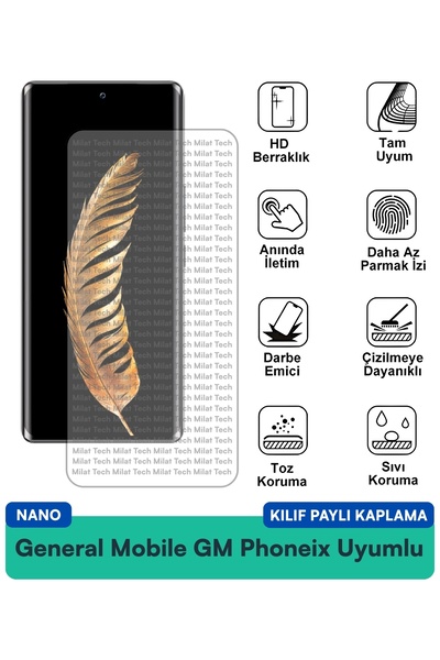 Milat Tech غطاء حماية شاشة متوافق مع هاتف جنرال موبايل GM Phoneix Nano مقاوم ...