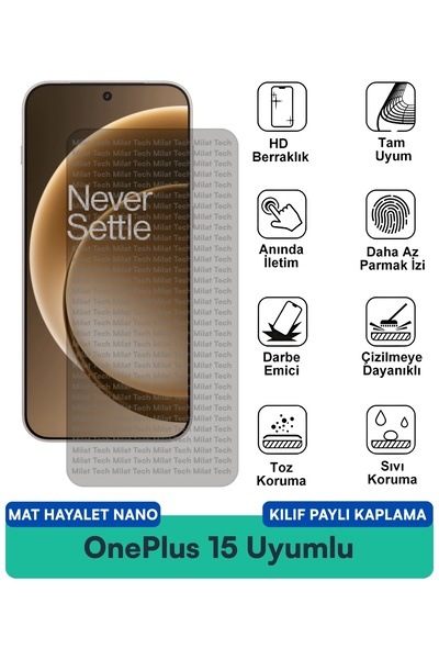 Milat Tech حافظة OnePlus 15 Matte Ghost Nano متوافقة مع طبقة حماية الشاشة مقا...