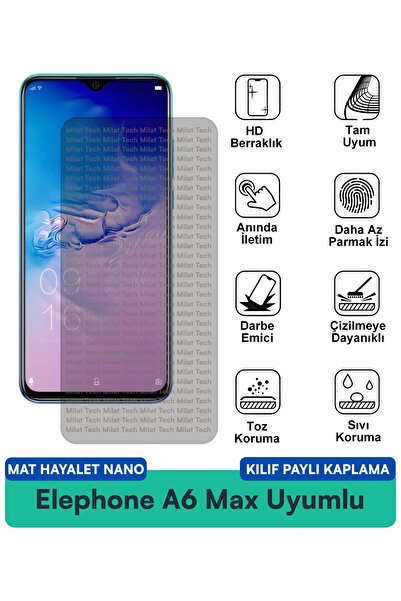 Milat Tech حافظة Elephone A6 Max Mat Ghost Nano متوافقة مع طبقة حماية الشاشة ...