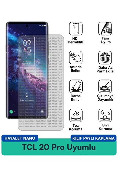Milat Tech غطاء حماية TCL 20 Pro Hayalet Nano متوافق مع فيلم الشاشة، مقاوم لل...