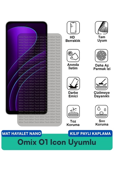 Milat Tech Omix o1 icon matte ghost nano case compatible screen protector fil...