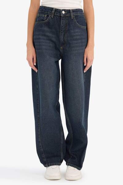 DeFacto Pantaloni lavabili din denim Barrel Fit talie înaltă G6540AX25CW