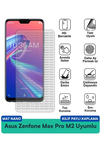 Milat Tech حافظة Asus Zenfone Max Pro M2 Matte Nano متوافقة مع طبقة حماية للش...