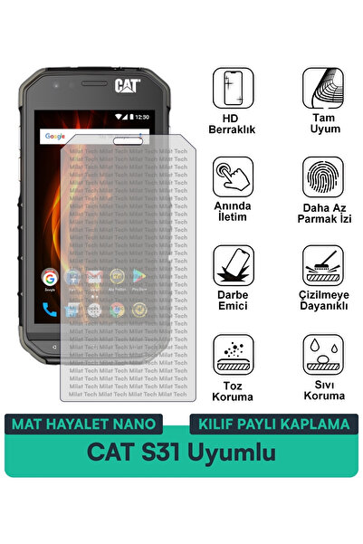 Milat Tech حافظة CAT S31 Mat Ghost Nano متوافقة مع طبقة حماية الشاشة، حماية م...