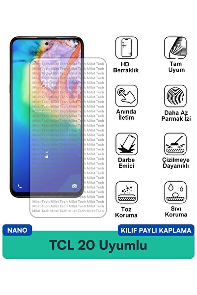 Milat Tech غطاء حماية شاشة متوافق مع TCL 20 Nano، حماية ضد الصدمات، حساسية عالية