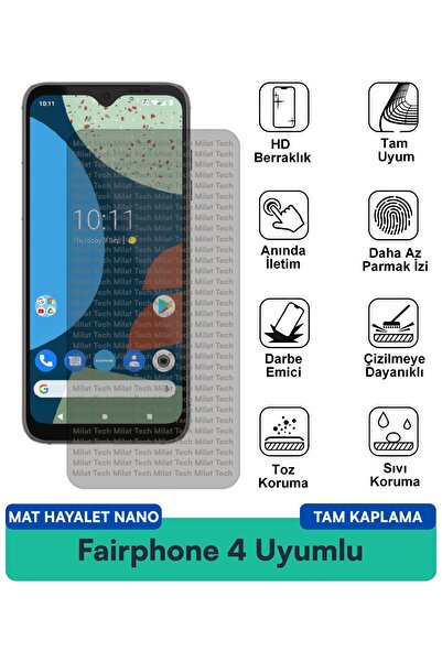 Milat Tech فيلم حماية الشاشة Fairphone 4 Mat Hayalet Nano مقاوم للبقع ويقلل م...