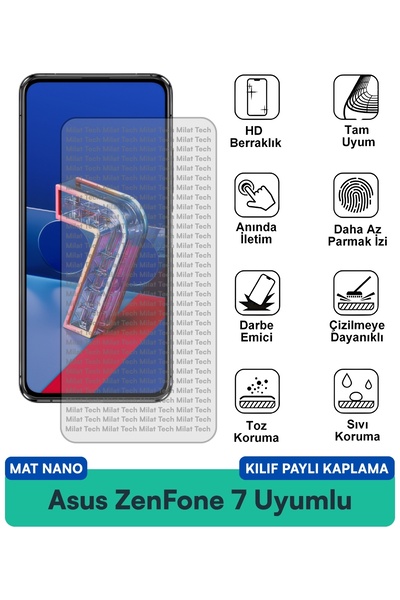 Milat Tech حافظة Asus ZenFone 7 Matte Nano متوافقة مع طبقة حماية الشاشة المقا...