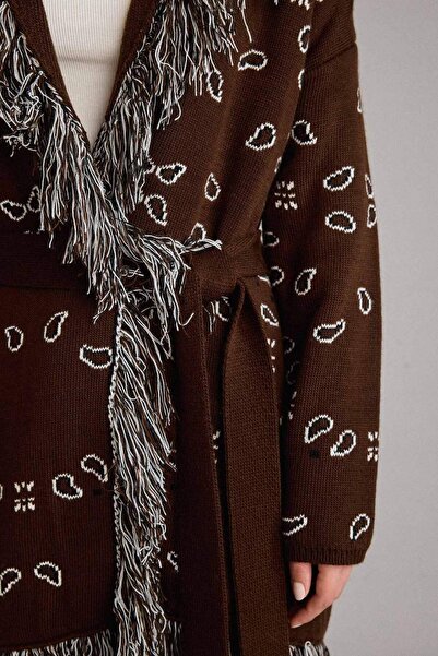 DeFacto Standard Fit Tassel Detailed Long Cardigan G6600Ax25Wn