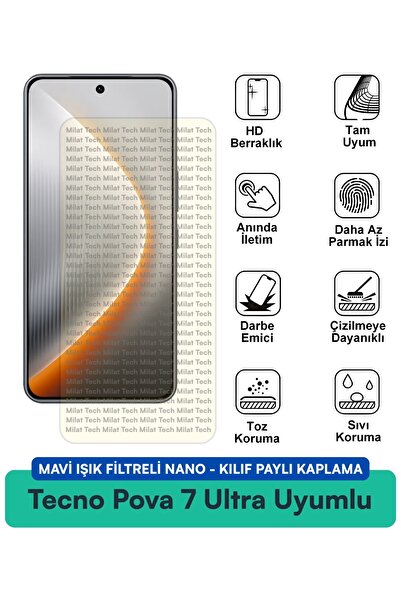 Milat Tech حافظة نانو متوافقة مع هاتف تكنو بوفا 7 ألترا مع فلتر الضوء الأزرق ...