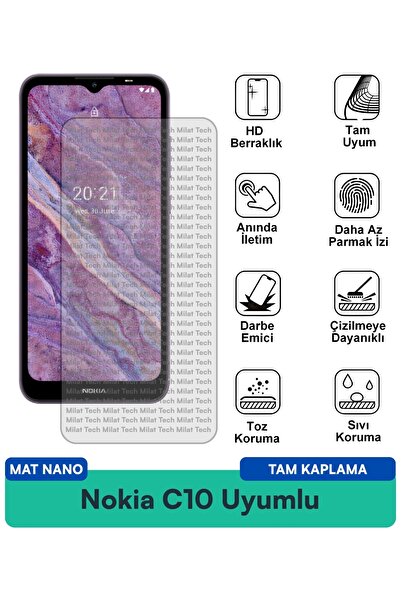 Milat Tech طبقة حماية للشاشة من Nokia C10 Matte Nano مقاومة للخدوش ومضادة لبص...