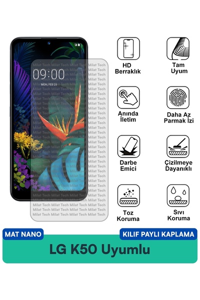 Milat Tech غطاء حماية نانو متوافق مع هاتف LG K50 مع طبقة حماية للشاشة مقاومة ...