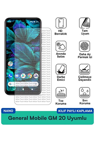 Milat Tech غطاء حماية شاشة متوافق مع جهاز General Mobile GM 20 Nano، مضاد للخ...