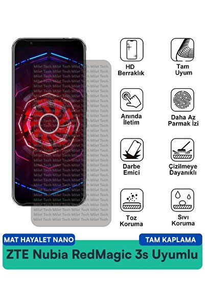Milat Tech ZTE Nubia RedMagic 3s Mat Ghost Nano طبقة حماية للشاشة مقاومة للبق...