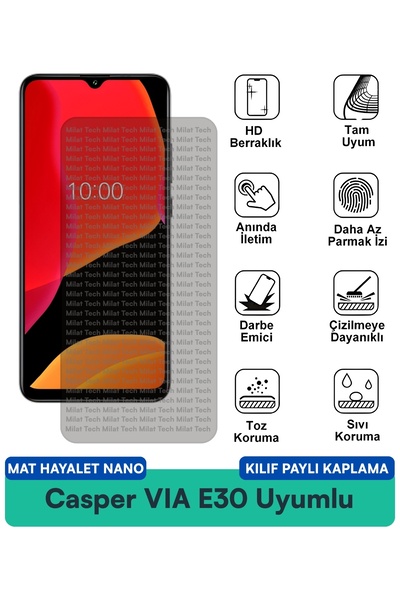 Milat Tech حافظة نانو شبح غير لامعة من Casper VIA E30 متوافقة مع واقي شاشة مت...