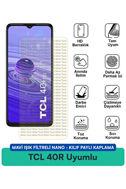 Milat Tech فلتر الضوء الأزرق TCL 40R، غطاء نانو متوافق مع طبقة حماية الشاشة، ...