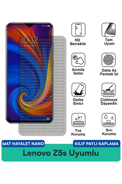 Milat Tech حافظة Lenovo Z5s Matte Ghost Nano متوافقة مع واقي الشاشة، مقاومة ل...