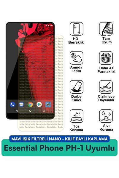 Milat Tech غطاء نانو لهاتف Essential Phone PH-1 مع فلتر الضوء الأزرق، متوافق ...
