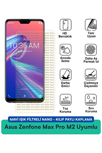 Milat Tech حافظة نانو متوافقة مع فلتر الضوء الأزرق لهاتف Asus Zenfone Max Pro...
