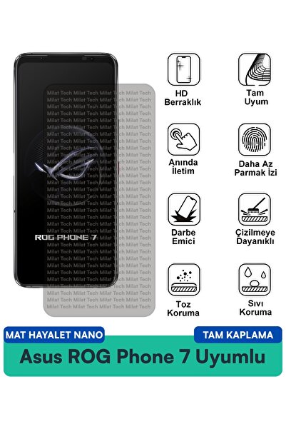 Milat Tech طبقة حماية للشاشة من نوع Asus ROG Phone 7 Mat Hayalet Nano مقاومة ...