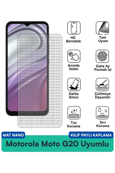 Milat Tech حافظة Motorola Moto G20 Matte Nano متوافقة مع واقي الشاشة ومقاومة ...