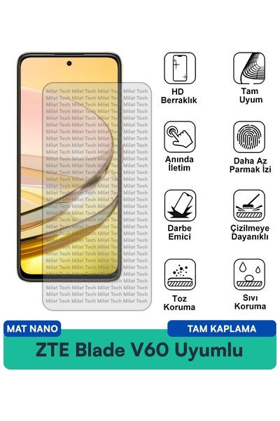 Milat Tech فيلم حماية الشاشة ZTE Blade V60 Mat Nano يقلل من الانعكاس ولا يترك...