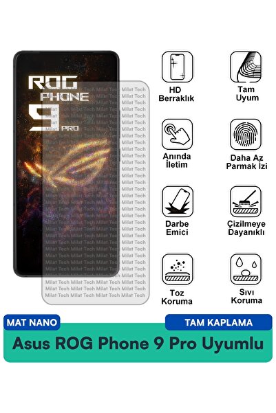 Milat Tech طبقة حماية للشاشة من نوع Asus ROG Phone 9 Pro Mat Nano مقاومة للخد...
