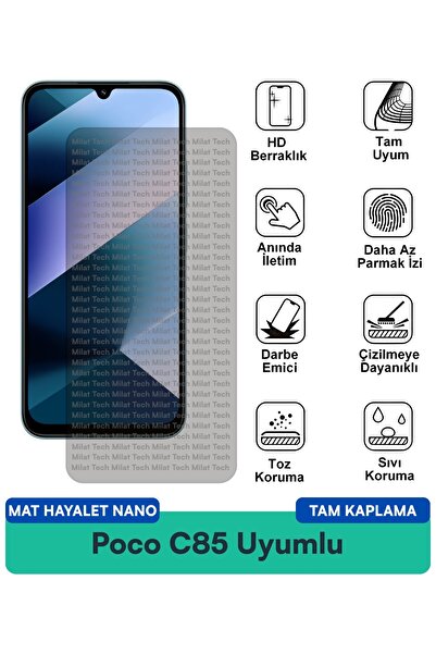 Milat Tech Poco C85 Matte Ghost Nano Screen Protection Film تصميم غير لامع لت...