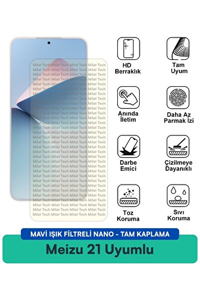 Milat Tech واقي شاشة نانو مع فلتر الضوء الأزرق لهاتف Meizu 21 مقاوم للخدوش وا...