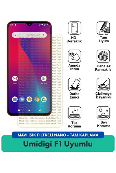 Milat Tech طبقة حماية للشاشة من Umidigi F1 مع فلتر الضوء الأزرق، مقاومة للخدو...