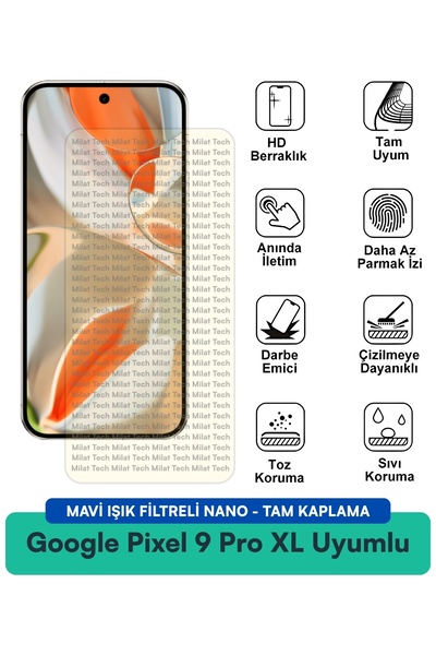 Milat Tech فيلم حماية شاشة نانو لجهاز جوجل بيكسل 9 برو إكس إل مع فلتر الضوء ا...
