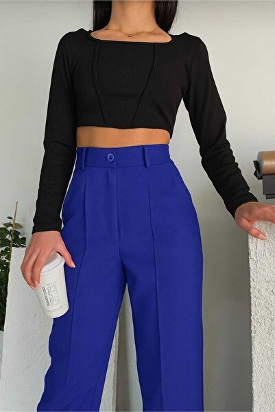 LAVA FASHION Pantaloni Palazzo Slim Fit Calip pentru femei, model casual anii 90, cu picioare largi, model slim fit