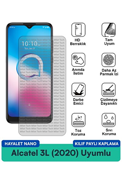 Milat Tech فيلم حماية للشاشة متوافق مع حافظة Alcatel 3L (2020) Ghost Nano مقا...