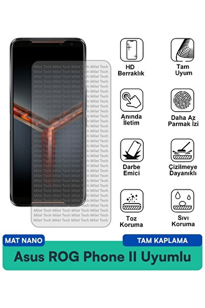 Milat Tech طبقة حماية للشاشة من نوع Asus ROG Phone II Mat Nano مقاومة للخدوش ...