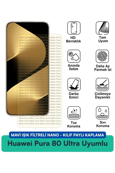 Milat Tech حافظة نانو لهاتف هواوي بورا 80 ألترا مع فلتر الضوء الأزرق، متوافقة...