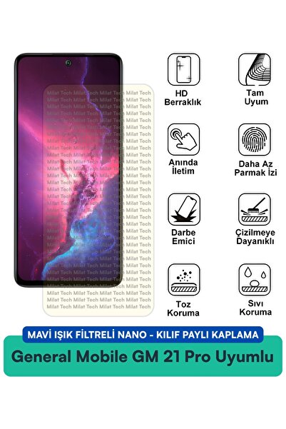 Milat Tech حافظة نانو متوافقة مع فلتر الضوء الأزرق GM 21 Pro من جنرال موبايل،...